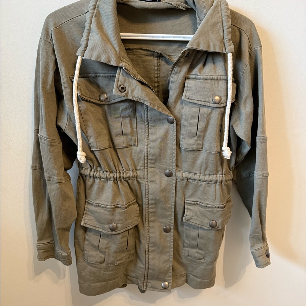 Vici Khaki Utility Jacket with Hood